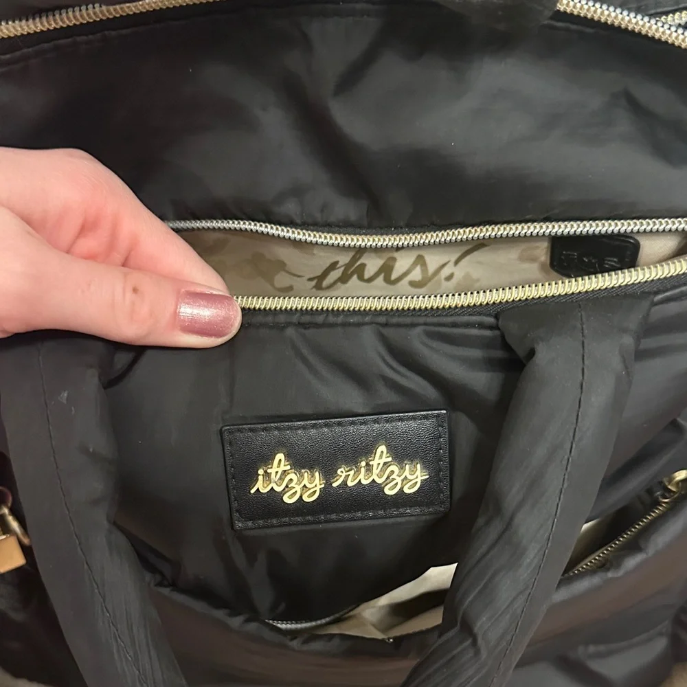 Itzy Ritzy Dream Convertible Diaper Bag Black Puffer Gold